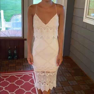 Asos Mid White Lace Dress with Peach lining